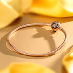 Classic Tarnish-resistant Silver Bangle With Enamel In Rose Gold Plated