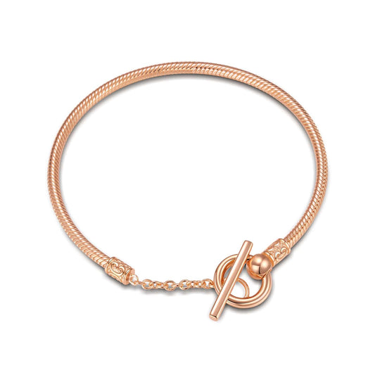 gon- Universal Snake Chain Tarnish-resistant Silver Bracelet In Rose Gold Plated
