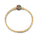 Sterling Silver Skull Bamboo Chain Bracelet With Enamel In Two-Tone Plating