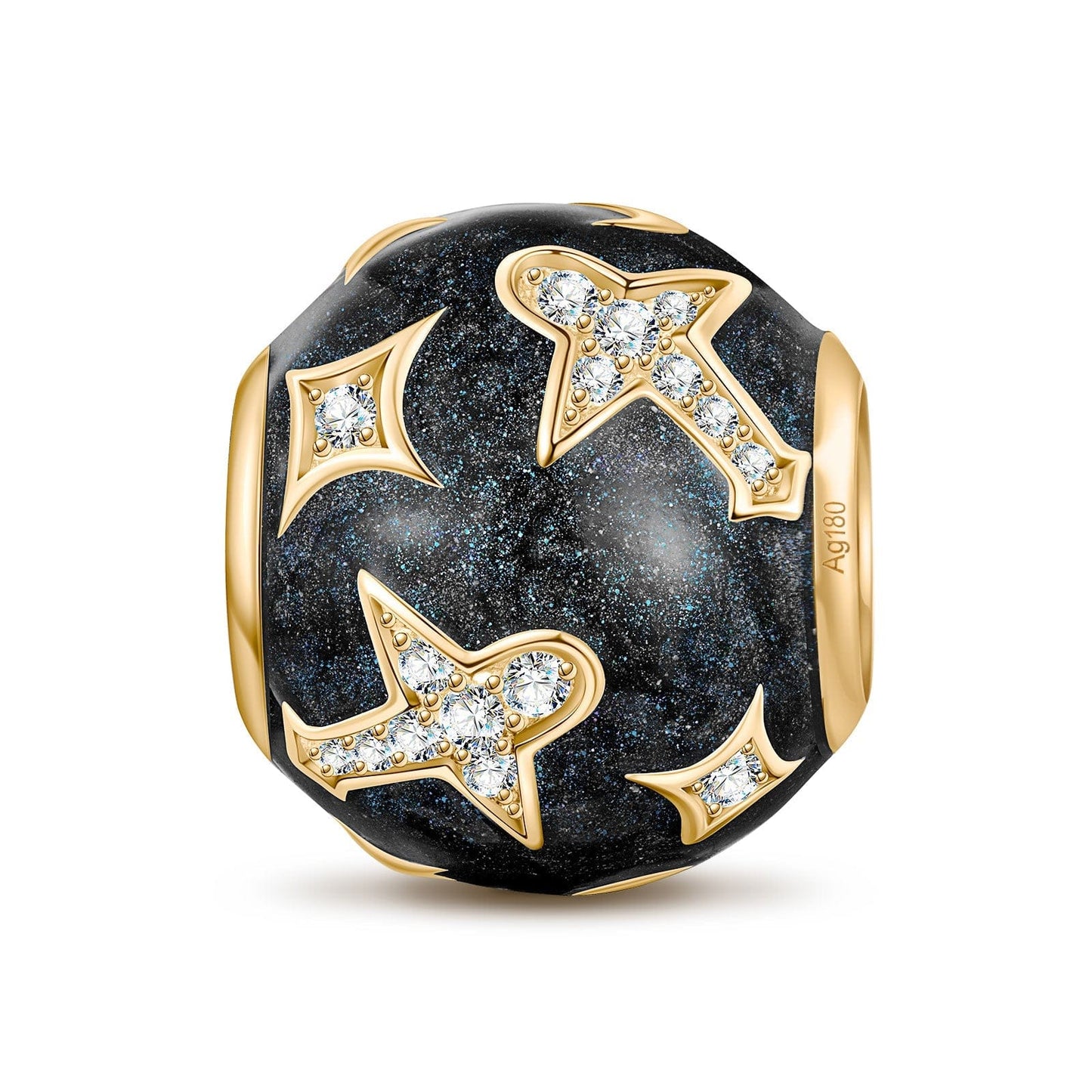 Traveling In Space Tarnish-resistant Silver Charms With Enamel In 14K Gold Plated