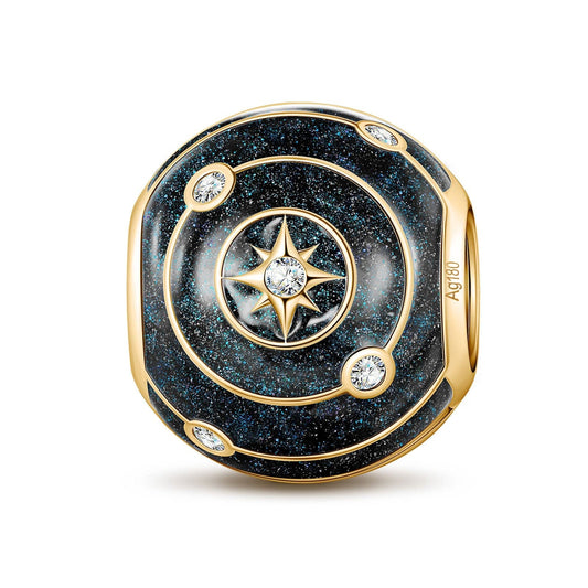 gon- Solar System Tarnish-resistant Silver Charms With Enamel In 14K Gold Plated