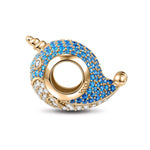 Cute Blue Narwhal Tarnish-resistant Silver Charms In 14K Gold Plated