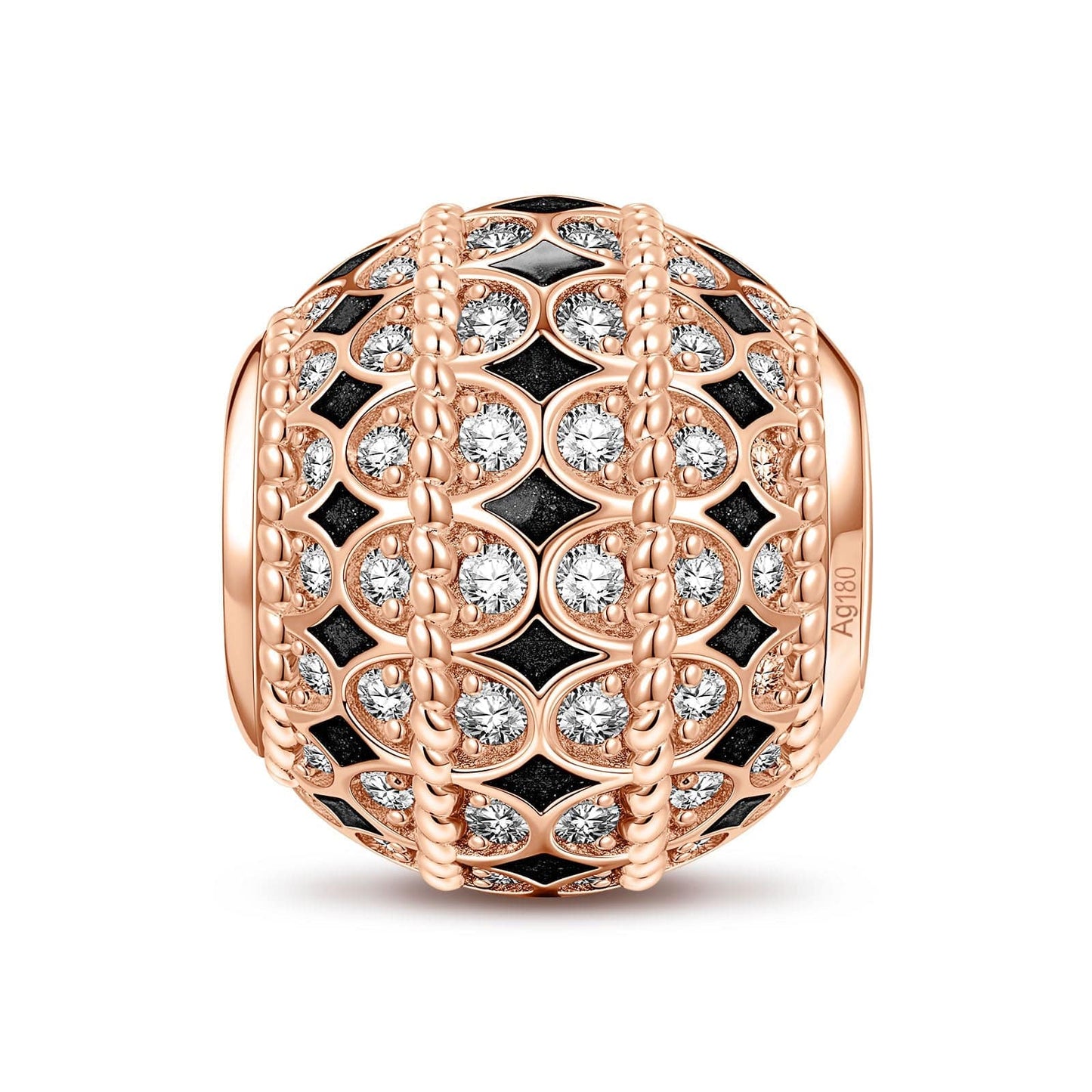 Starburst Tarnish-resistant Silver Charms With Enamel In Rose Gold Plated
