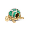 Cute Green Turtle Tarnish-resistant Silver Charms With Enamel In 14K Gold Plated