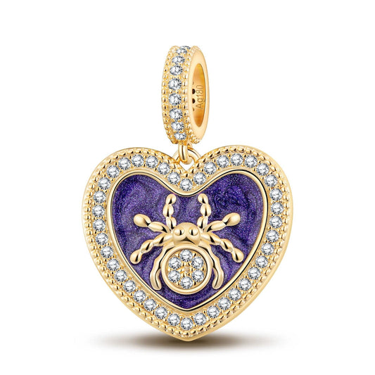 gon- Purple Miss Spider Tarnish-resistant Silver Dangle Charms With Enamel In 14K Gold Plated
