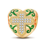 Cross And Vine Tarnish-resistant Silver Clips With Enamel In 14K Gold Plated