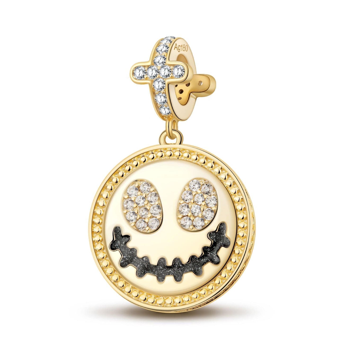 Witch On Broom Tarnish-resistant Silver Dangle Charms With Enamel In 14K Gold Plated