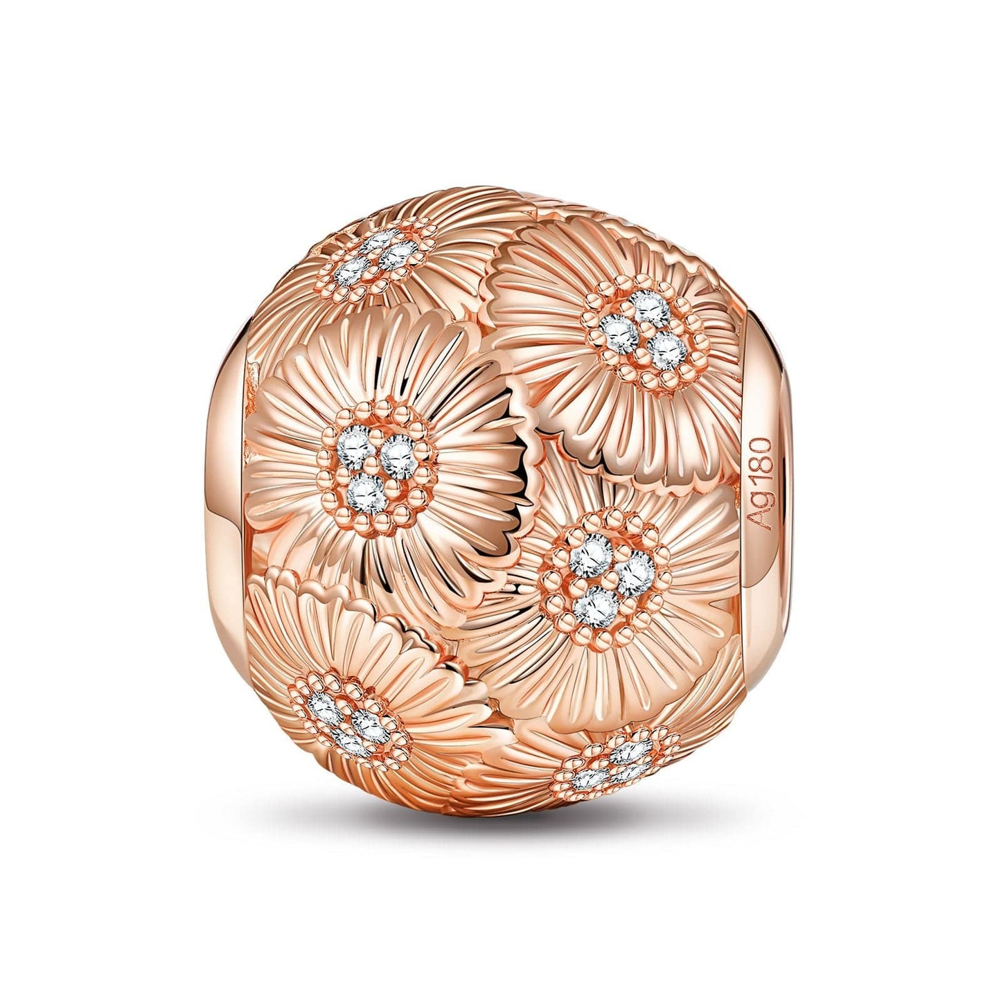 Rose Golden Daisy Tarnish-resistant Silver Charms In Rose Gold Plated