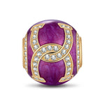 Mulberry Purple Horseshoe Tarnish-resistant Silver Charms With Enamel In 14K Gold Plated