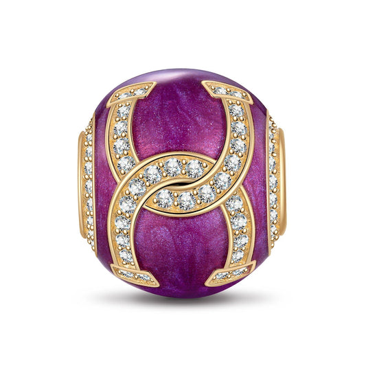 gon- Mulberry Purple Horseshoe Tarnish-resistant Silver Charms With Enamel In 14K Gold Plated