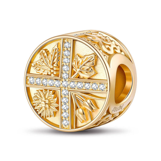 gon- Wheel Of Seasons Tarnish-resistant Silver Charms In 14K Gold Plated