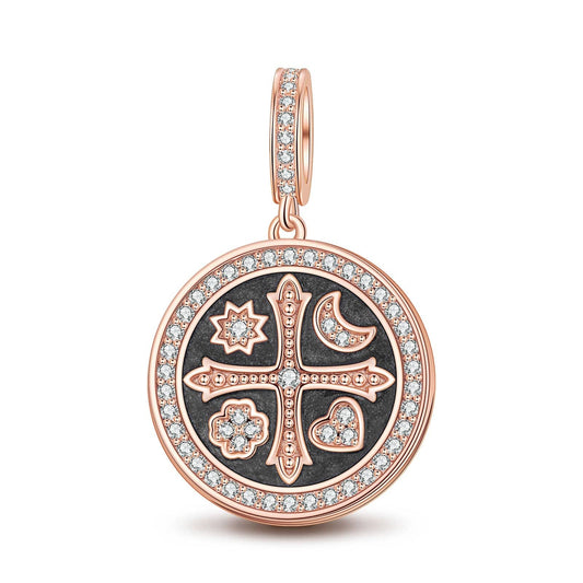 gon- Guardian Glory Black Tarnish-resistant Silver Dangle Charms With Enamel In Rose Gold Plated