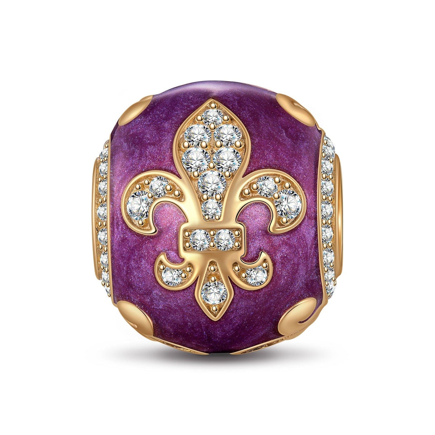 Mulberry Purple Iris Tarnish-resistant Silver Charms With Enamel In 14K Gold Plated