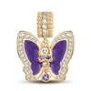 Skull And Purple Butterfly Tarnish-resistant Silver Dangle Charms With Enamel In 14K Gold Plated