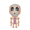 Lady Skeleton Tarnish-resistant Silver Dangle Charms With Enamel In Rose Gold Plated