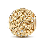 Wheat Waves Tarnish-resistant Silver Charms In 14K Gold Plated