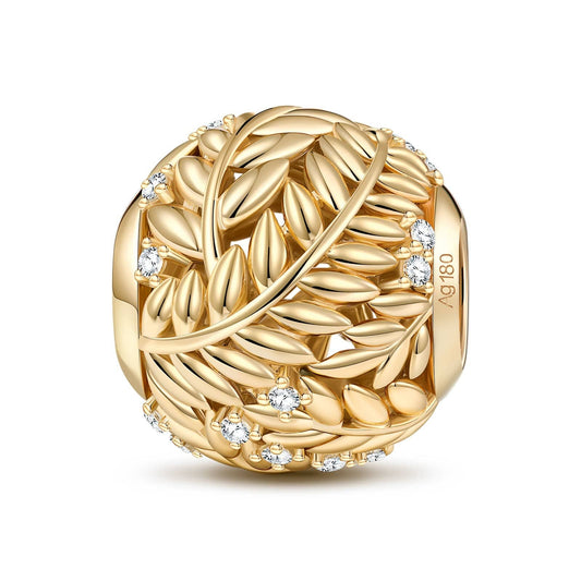 gon- Wheat Waves Tarnish-resistant Silver Charms In 14K Gold Plated