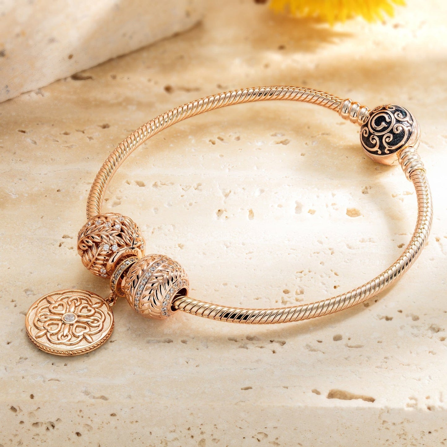 Wheat Waves Tarnish-resistant Silver Charms In Rose Gold Plated