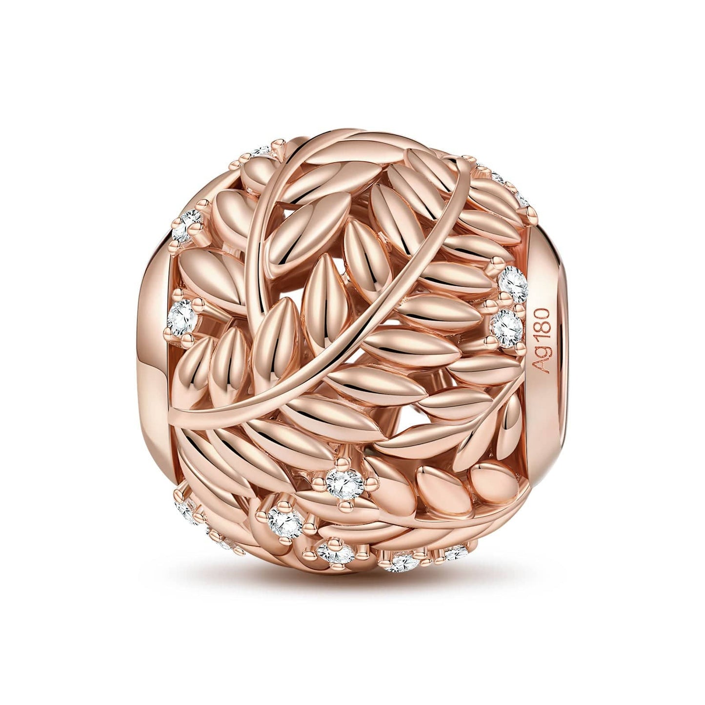 Wheat Waves Tarnish-resistant Silver Charms In Rose Gold Plated