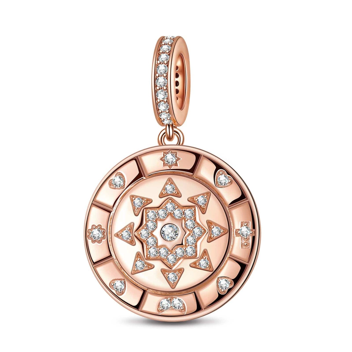 Eye Of Providence Tarnish-resistant Silver Dangle Charms With Enamel In Rose Gold Plated