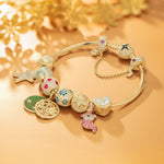 Snow Dance Tarnish-resistant Silver Charms With Enamel In 14K Gold Plated