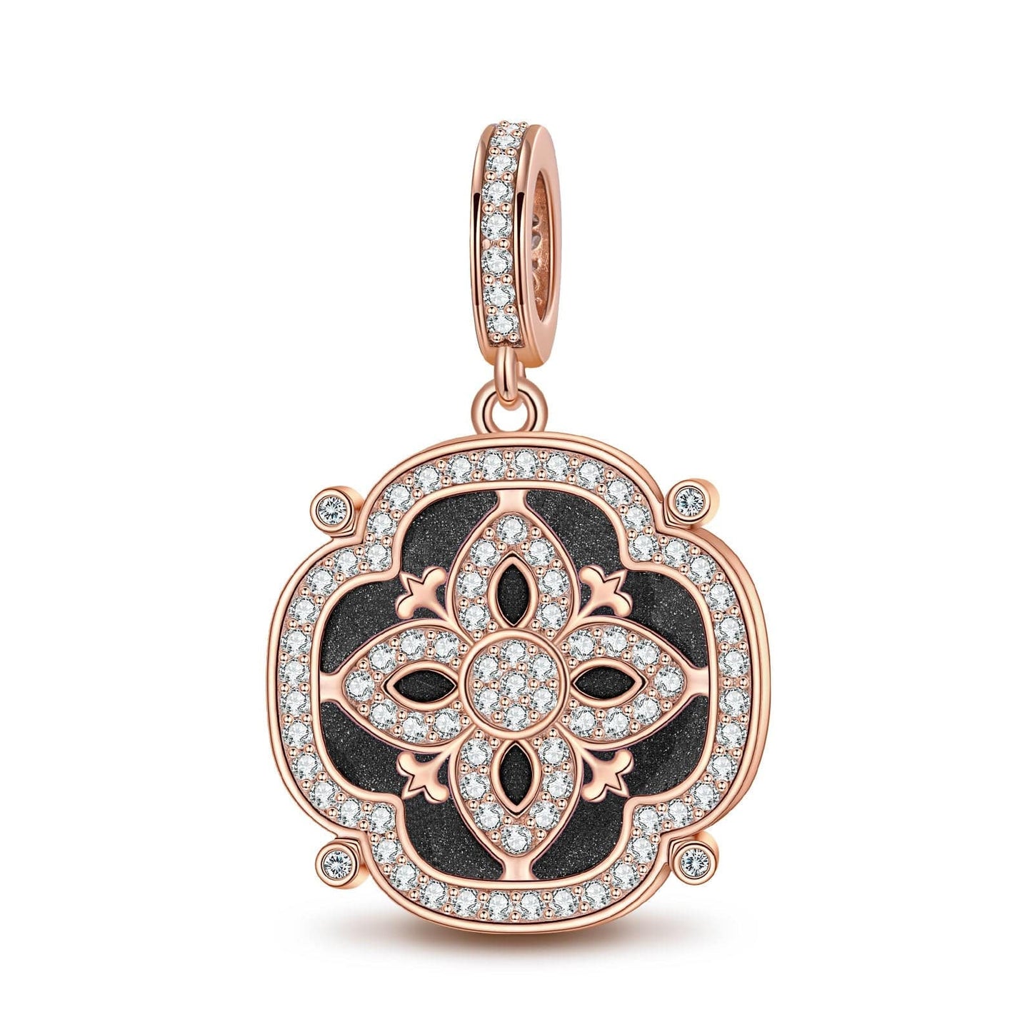 Dreams Of Versailles Tarnish-resistant Silver Dangle Charms With Enamel In Rose Gold Plated