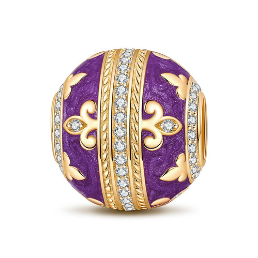 gon- Purple Iris Tarnish-resistant Silver Charms With Enamel In 14K Gold Plated
