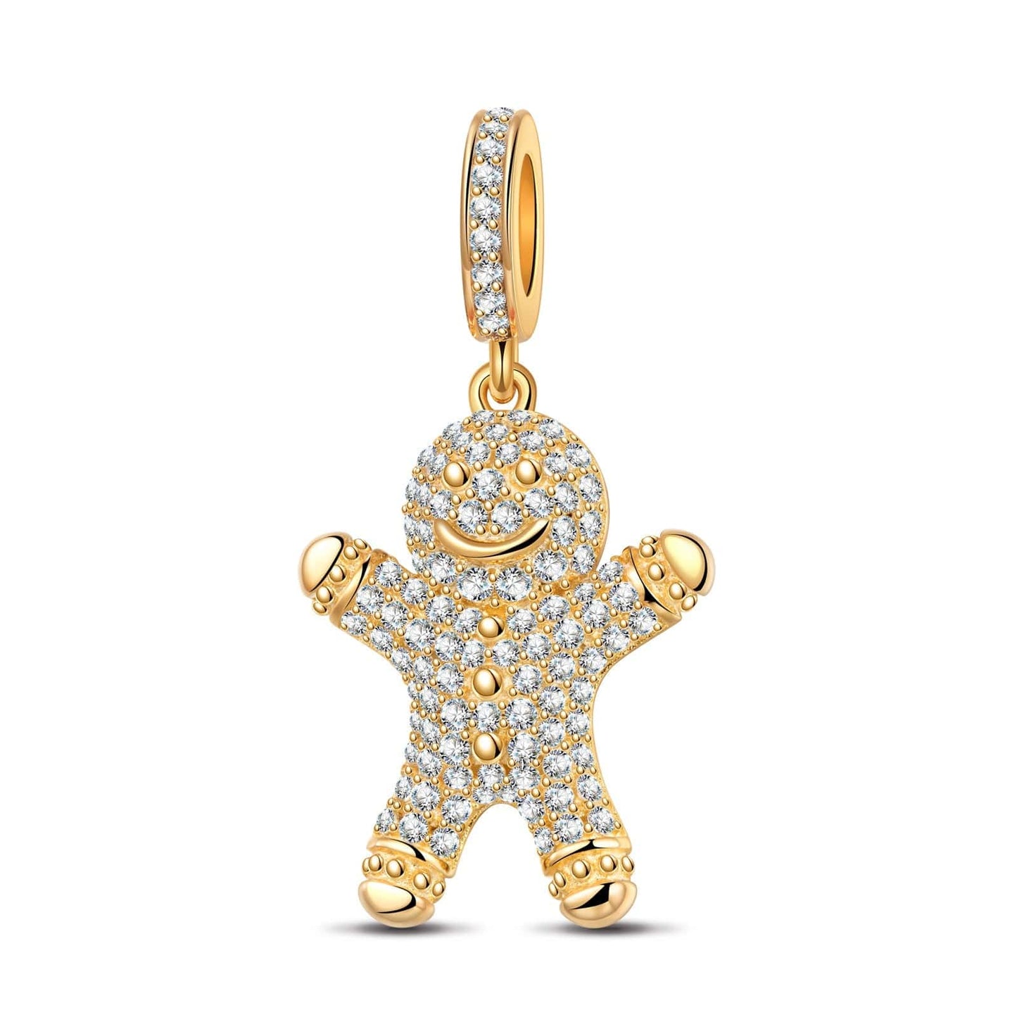 Embrace The Gingerbread Man Tarnish-resistant Silver Dangle Charms With Enamel In 14K Gold Plated