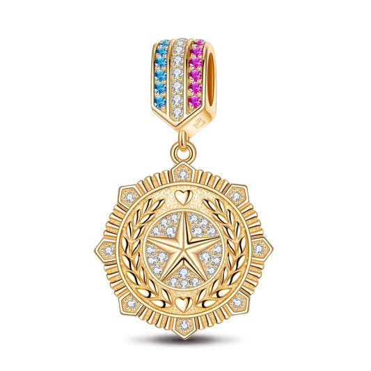 gon- Honour Tarnish-resistant Silver Dangle Charms With Enamel In 14K Gold Plated