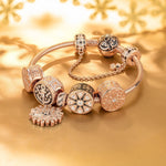 Ice And Snow Magic Tarnish-resistant Silver Charms With Enamel In Rose Gold Plated