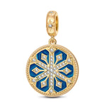 Ice And Snow Magic Tarnish-resistant Silver Dangle Charms With Enamel In 14K Gold Plated