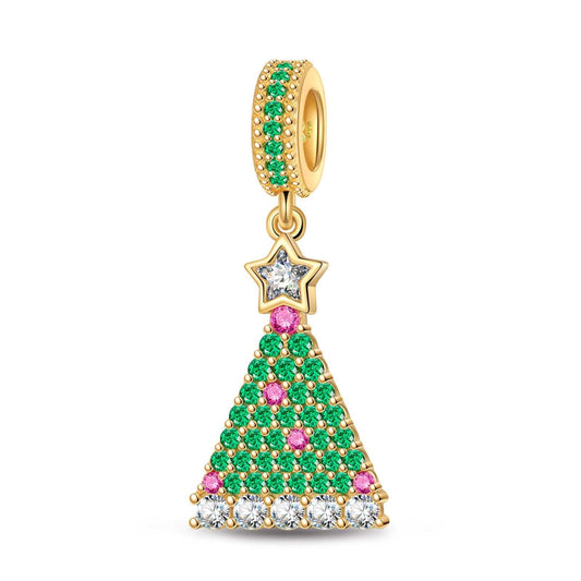gon- Green Magical Christmas Tree Tarnish-resistant Silver Dangle Charms In 14K Gold Plated
