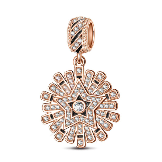 gon- Queen Of Glitter Tarnish-resistant Silver Dangle Charms With Enamel In Rose Gold Plated