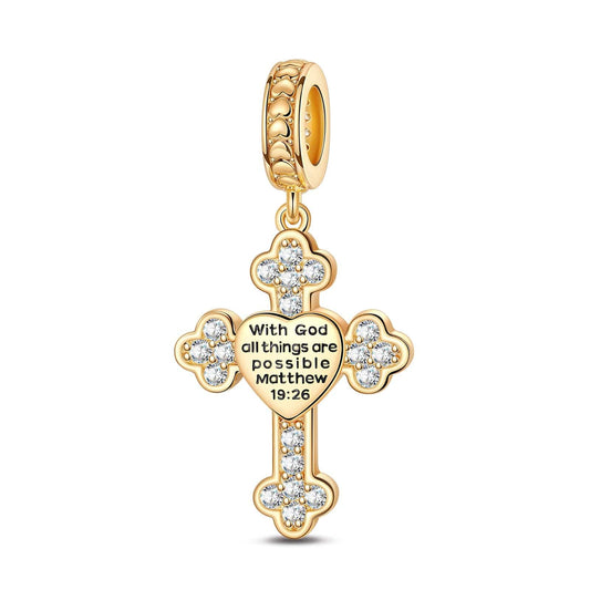 gon- God's Welfare Tarnish-resistant Silver Dangle Charms In 14K Gold Plated