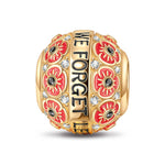 Red Flowers of Hope Tarnish-resistant Silver Charms With Enamel In 14K Gold Plated