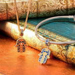 khamsah Tarnish-resistant Silver Dangle Charms With Enamel In 14K Gold Plated