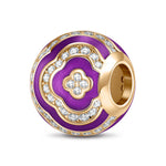 Purple Lucky Surround Tarnish-resistant Silver Charms With Enamel In 14K Gold Plated