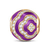 Purple Lucky Surround Tarnish-resistant Silver Charms With Enamel In 14K Gold Plated