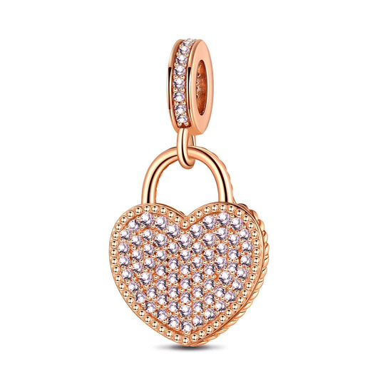gon- Lock Your Love Tarnish-resistant Silver Dangle Charms In Rose Gold Plated
