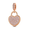 Lock Your Love Tarnish-resistant Silver Dangle Charms In Rose Gold Plated