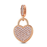 Lock Your Love Tarnish-resistant Silver Dangle Charms In Rose Gold Plated