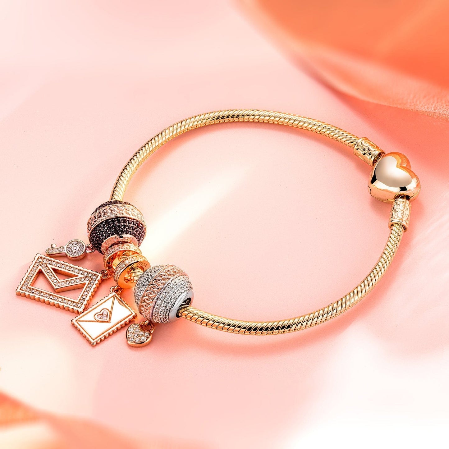 The Only Love Tarnish-resistant Silver Dangle Charms In Rose Gold Plated