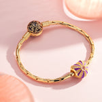 Purple Glow of Love Tarnish-resistant Silver Charms With Enamel In 14K Gold Plated