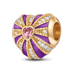 Purple Glow of Love Tarnish-resistant Silver Charms With Enamel In 14K Gold Plated