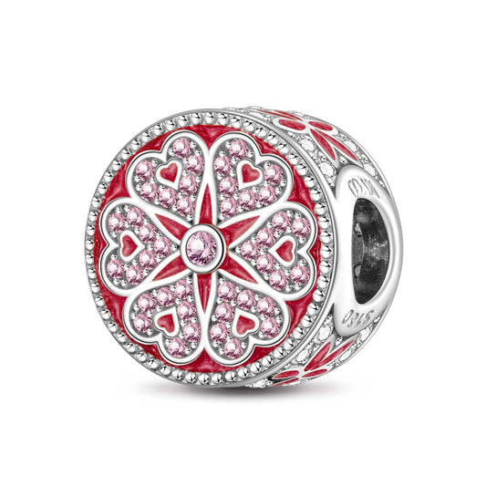 gon- Prosperous Flowers Tarnish-resistant Silver Charms With Enamel In White Gold Plated
