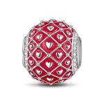 Interweaving of Love Tarnish-resistant Silver Charms With Enamel In White Gold Plated