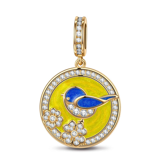 gon- Spring Chanting Tarnish-resistant Silver Dangle Charms With Enamel In 14K Gold Plated