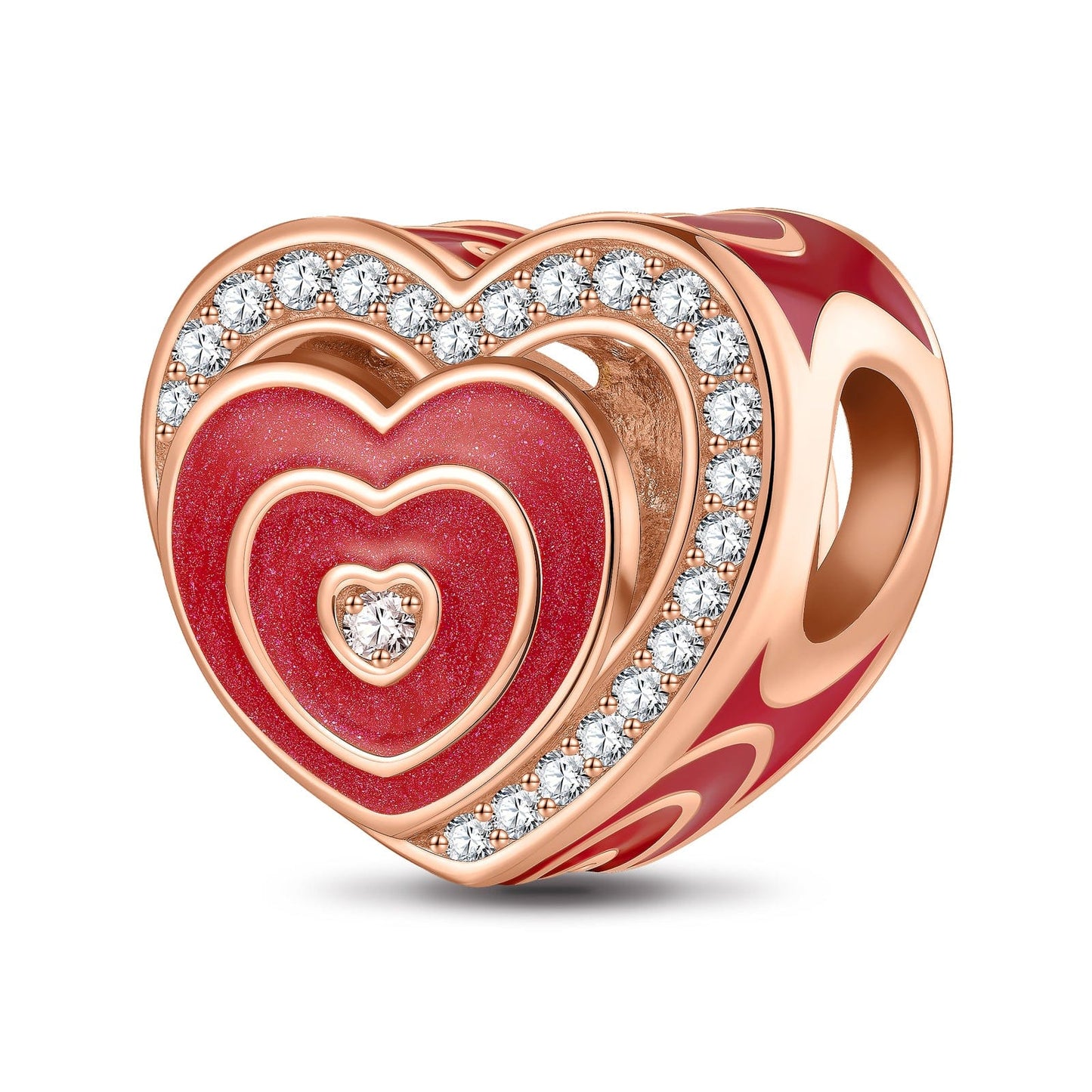 Heart To Heart Tarnish-resistant Silver Charms With Enamel In Rose Gold Plated
