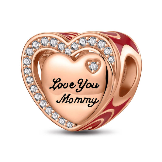 gon- Heart To Heart Tarnish-resistant Silver Charms With Enamel In Rose Gold Plated