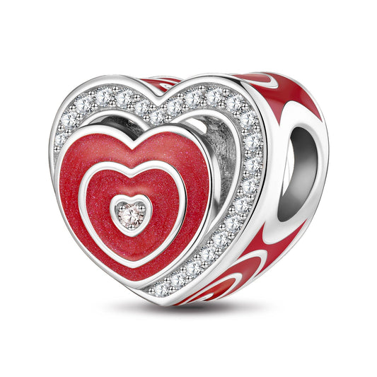 gon- Heart To Heart Tarnish-resistant Silver Charms With Enamel In White Gold Plated